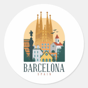 Barcelona Spain Skyline Ronde Sticker