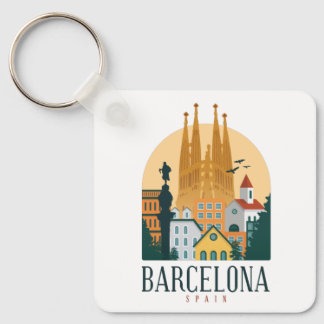 Barcelona Spain Skyline Sleutelhanger