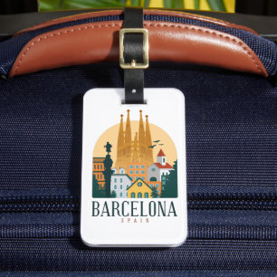 Barcelona Spain Skyline Travel Bagagelabel