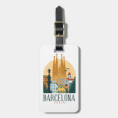 Barcelona Spain Skyline Travel Bagagelabel (Voorkant verticaal)