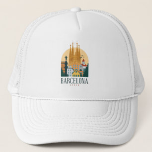 Barcelona Spain Skyline Trucker Hat Pet