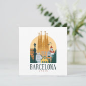 Barcelona Spain Skyline Wenskaart (Staand voorkant)
