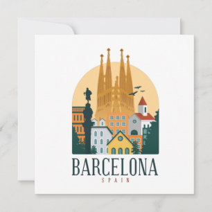 Barcelona Spain Skyline Wenskaart