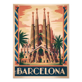 Barcelona Spain vintage Foto Afdruk