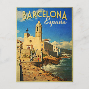 Barcelona Spain Vintage Travel Briefkaart