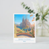 Barcelona Spain Vintage Travel Briefkaart (Staand voorkant)
