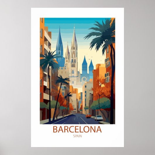 Barcelona Spanje Beroemde reisplekken Poster (Voorkant)