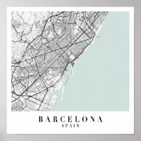 Barcelona Spanje Blue Water Street Map