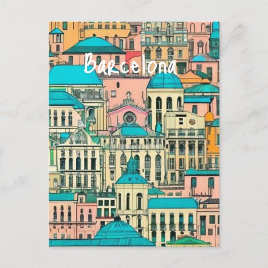 Barcelona Spanje Briefkaart (Voorkant)