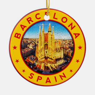 Barcelona, Spanje, cirkel, geel Keramisch Ornament