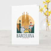 Barcelona Spanje Cute spaanse reiscadeau City Love Kaart (Gele Bloem)