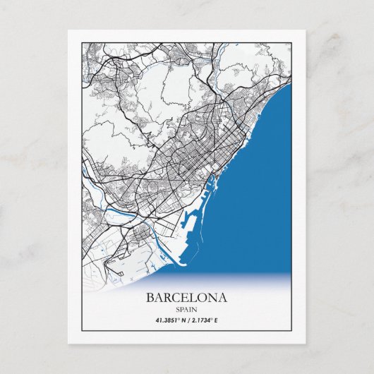 Barcelona Spanje: Eenvoudig minimumaantal ritten Briefkaart (Voorkant)