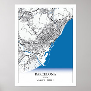 Barcelona Spanje: Eenvoudig minimumaantal ritten Poster