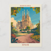 Barcelona Spanje Elegante Vintage Reizen Briefkaart (Voorkant)