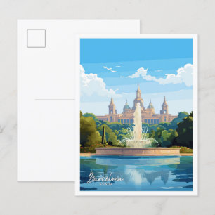 Barcelona Spanje Kunst Reizen  illustratie Briefkaart