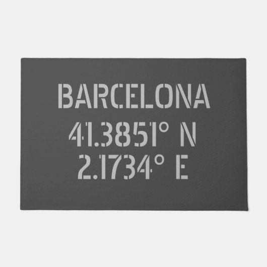 Barcelona Spanje Latitude en Lengtegraad Deurmat (Voorkant)