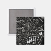 Barcelona Spanje Map Magnet - Black  Style Magneet (Voorkant / Achterkant)