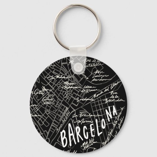 Barcelona Spanje Map Sleutelhanger (Voorkant)