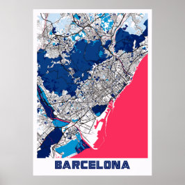 Barcelona - Spanje MilkTea City Map Poster