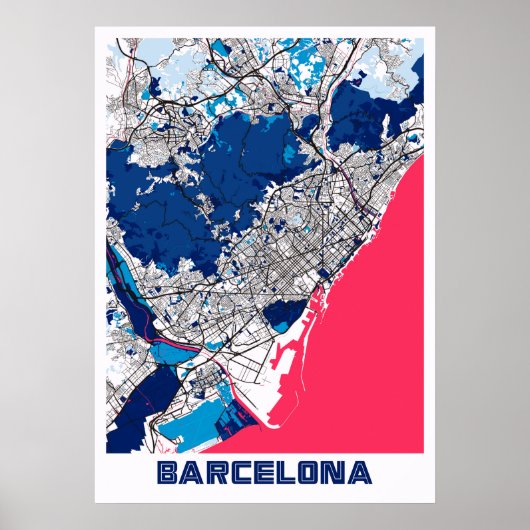 Barcelona - Spanje MilkTea City Map Poster (Voorkant)