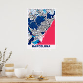 Barcelona - Spanje MilkTea City Map Poster (Keuken)