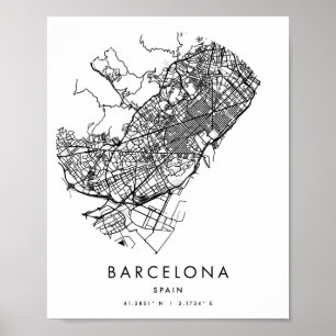 Barcelona Spanje Minimal Modern Circle Street Map Poster