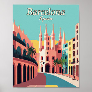 Barcelona Spanje - Minimalistisch  kunstPoster Poster