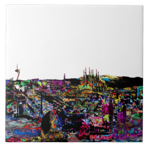 Barcelona, Spanje op graffiti Tegeltje