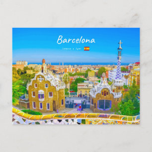 Barcelona, Spanje - Park Guell Gaudi Mozaïek Briefkaart