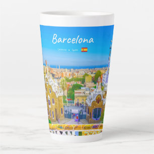 Barcelona, Spanje - Park Guell Gaudi Mozaïek Groot Latte Mok