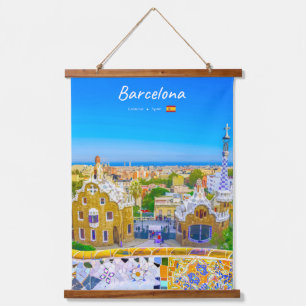 Barcelona, Spanje - Park Guell Gaudi Mozaïek Hangend Wandkleed