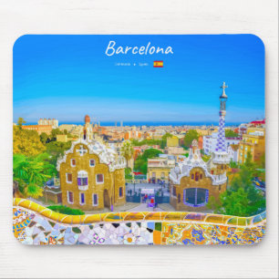 Barcelona, Spanje - Park Guell Gaudi Mozaïek Muismat