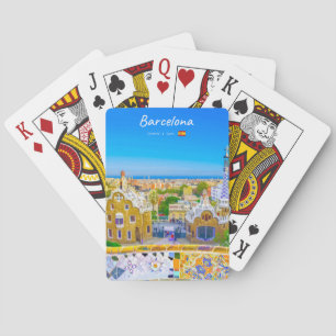 Barcelona, Spanje - Park Guell Gaudi Mozaïek Pokerkaarten
