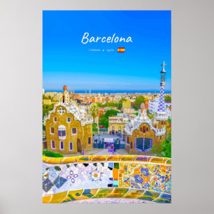 Barcelona, Spanje - Park Guell Gaudi Mozaïek Poster