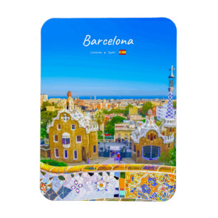 Barcelona, Spanje - Park Guell Gaudi Mozaïek Rond Magneet