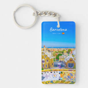 Barcelona, Spanje - Park Guell Gaudi Mozaïek Slank Sleutelhanger