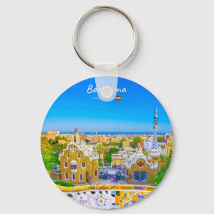 Barcelona, Spanje - Park Guell Gaudi Mozaïek Sleutelhanger