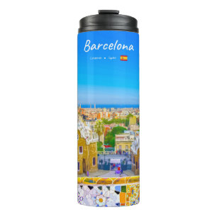Barcelona, Spanje - Park Guell Gaudi Mozaïek Thermosbeker