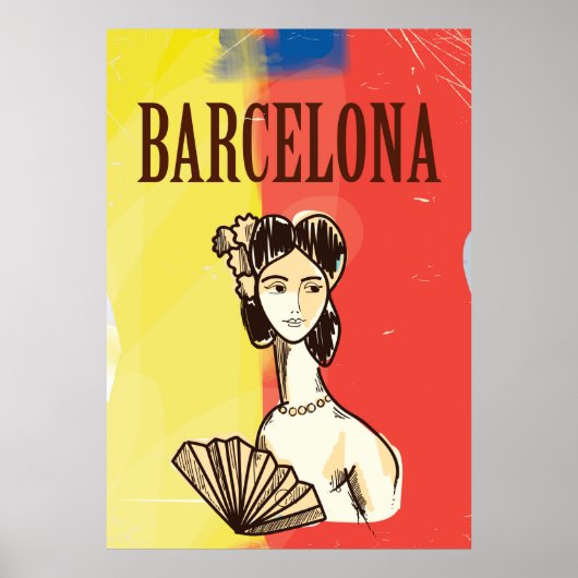 Barcelona Spanje poster van het klassieke reisverk (Voorkant)