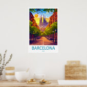 Barcelona Spanje Reisposter 4 Poster (Keuken)