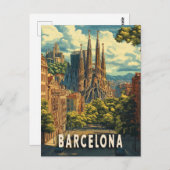 Barcelona, Spanje Reizen Briefkaart (Voorkant / Achterkant)