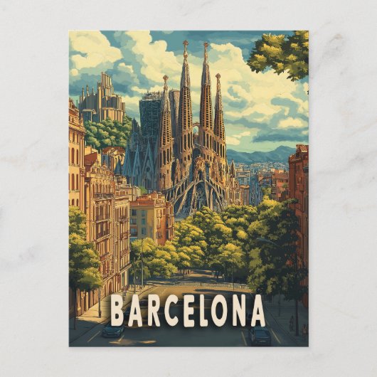 Barcelona, Spanje Reizen Briefkaart (Voorkant)