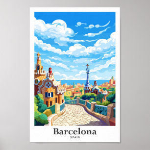Barcelona Spanje Reizen  Illustratie Poster