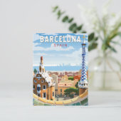 Barcelona Spanje Reizen Kunst Vintage Briefkaart (Staand voorkant)
