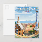 Barcelona Spanje Reizen Kunst Vintage Briefkaart (Voorkant / Achterkant)
