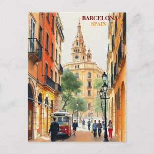 barcelona spanje reizen kunst Vintage Briefkaart