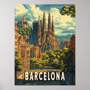 Barcelona, Spanje Reizen Poster