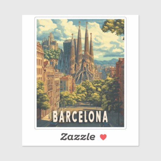 Barcelona, Spanje Reizen Sticker (Vel)
