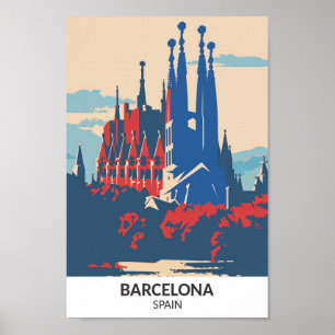Barcelona Spanje Retro Kunstwerk Reizen Poster
