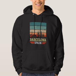 Barcelona Spanje Retro Sunset Skyline Barce Hoodie